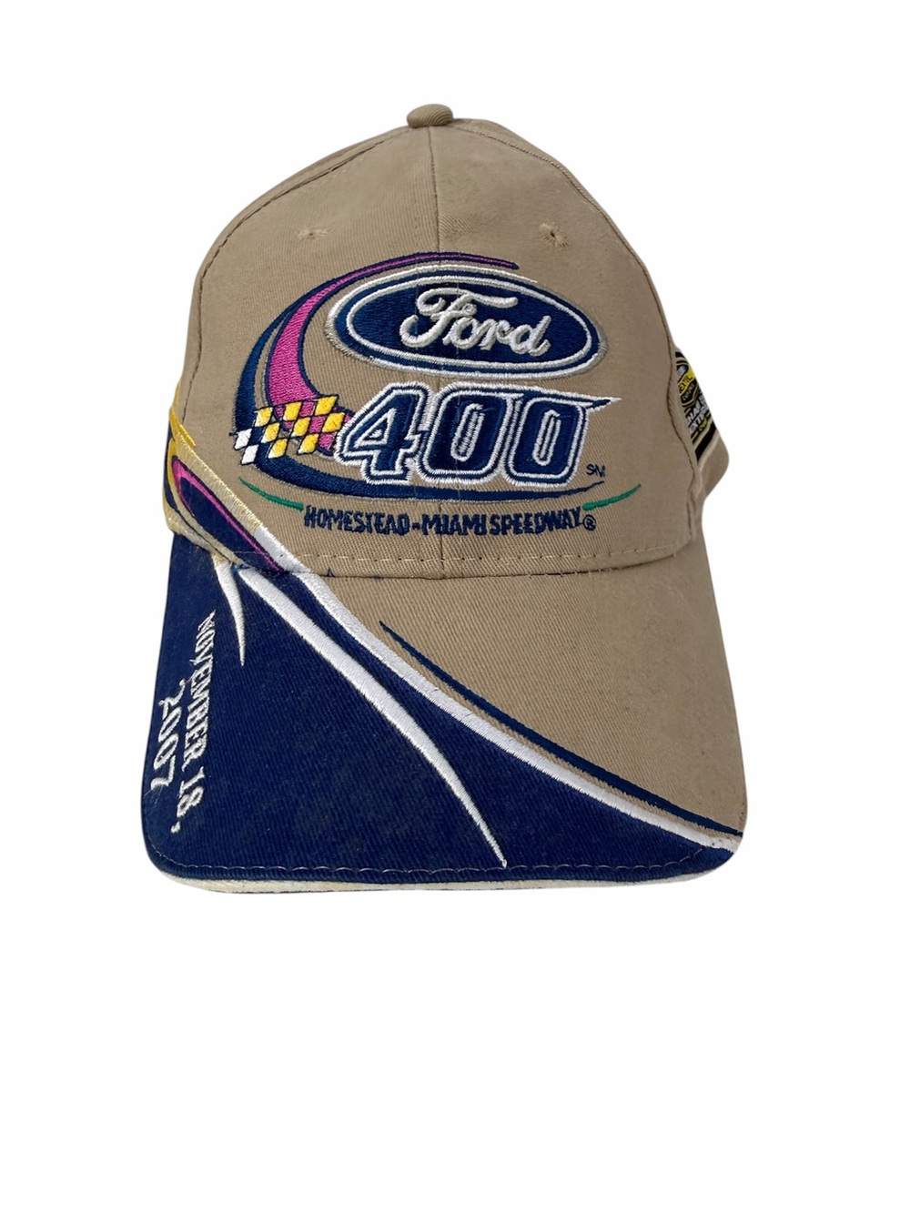 Ford Tan & Navy Racing Logo Cap 400 Homestead Miami Speedway